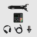 Rode Solo Podcasting Bundle Kit con Mixer Digitale Microfono Cuffia Supporto e Cavo