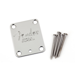 Fender 4-Bolt American Series Guitar Neck Plate with "Fender® Corona" Stamp (Chrome)