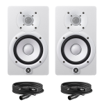 Yamaha HS5W Risparmio 2 Coppia di Monitor da Studio con 2 Cavi XLR-XLR Bianco