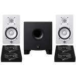 Yamaha HS5W Risparmio 4 Coppia di Monitor da Studio con 4 Cavi XLR-XLR e Pad Isolanti Subwoofer Bianco