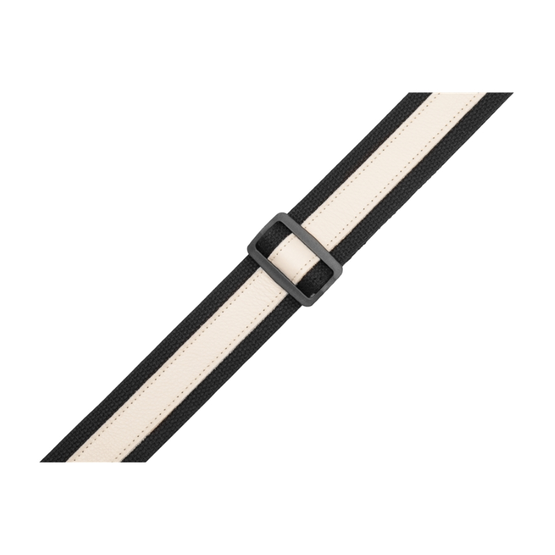 Levy's MC2CG-BLK-CRM Tracolla in cotone Black con strip in pelle Cream 2"