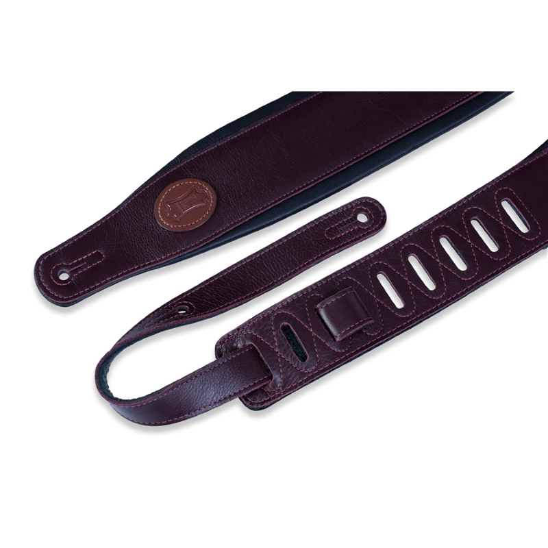 Levy's MSS2-BRG Tracolla in pelle con imbottitura avvolta in pelle Burgundy 3"