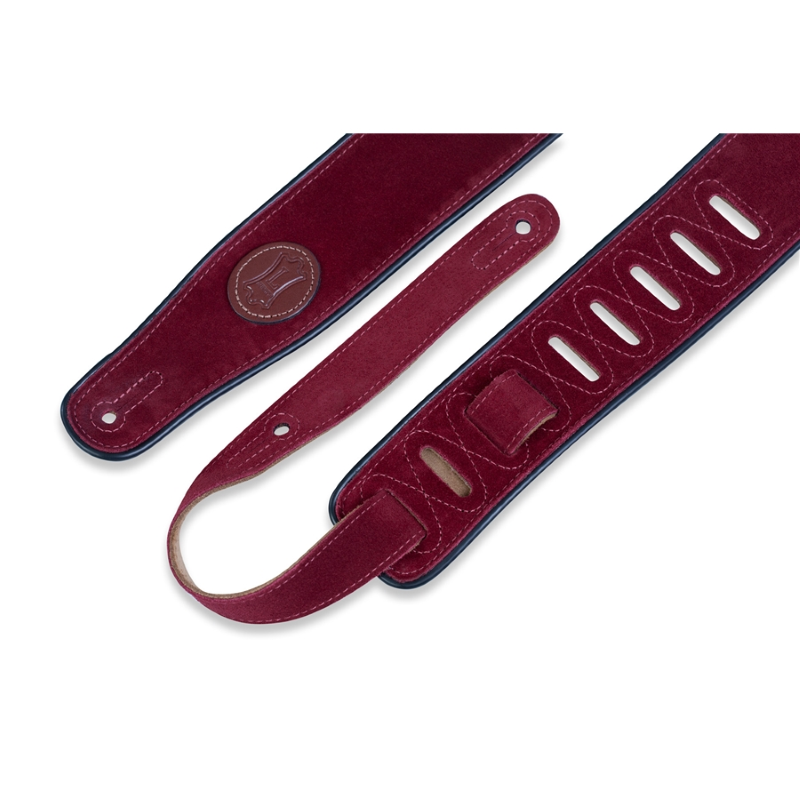 Levy's MSS3-BRG Tracolla in pelle scamosciata Burgundy con piping Black 2 1/2"