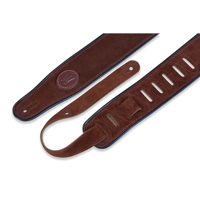 Levy's MSS3-BRN Tracolla in pelle scamosciata Brown con piping Black 2 1/2"