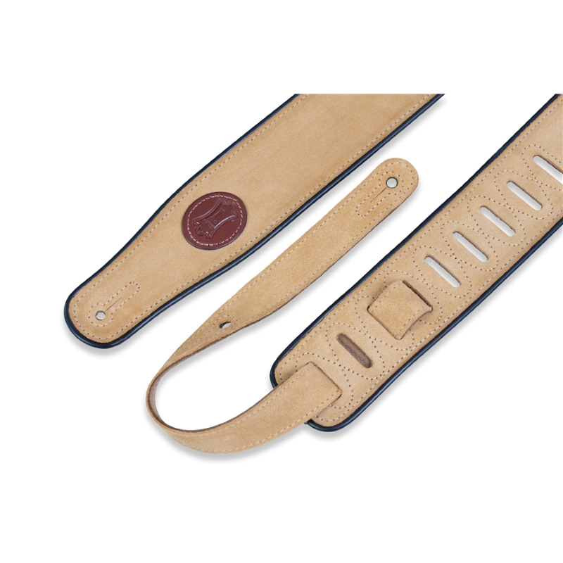 Levy's MSS3-TAN Tracolla in pelle scamosciata Tan con piping Black 2 1/2"