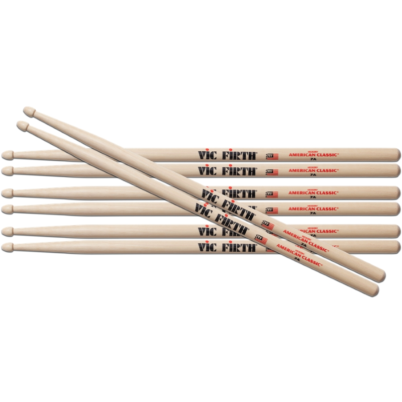 Vic Firth 7A - Bacchette American Classic PACK 3+1 punta in legno