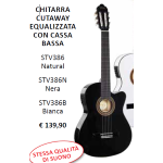 Chitarra Classica Valencia VC104TCEBK Cutway Elettrificata cassa stretta. Nera