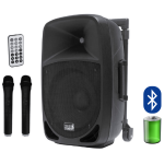 ITALIAN STAGE IS FR15AWV2 Sistema Trolley Amplificato a batteria usb e bluetooth doppio Radiomicrofono