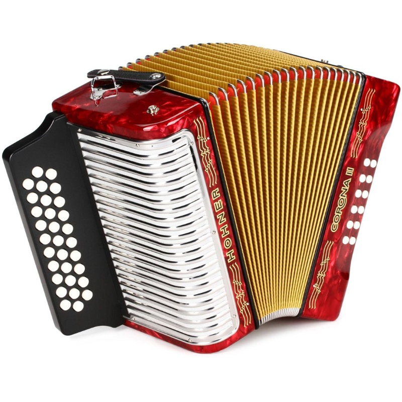 Hohner Fisarmonica Diatonica CORONA II GCF, ROSSO