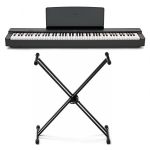 Yamaha P225B Stand Bundle Pianoforte Digitale 88 Tasti con Supporto a Doppia X Nero