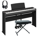 Yamaha P225B Mega Bundle Pianoforte Digitale con Supporto Pedaliera Panca e Cuffie