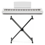 Yamaha P225WH Stand Bundle Pianoforte Digitale 88 Tasti con Supporto a Doppia X Bianco