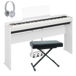 Yamaha P225WH Mega Bundle Pianoforte Digitale 88 Tasti con Supporto Pedaliera Panca e Cuffia