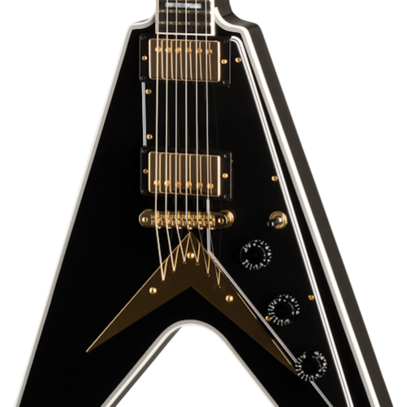 Gibson Custom Flying V Custom w/ Ebony Fingerboard Gloss Ebony CSFVCEBGH1E