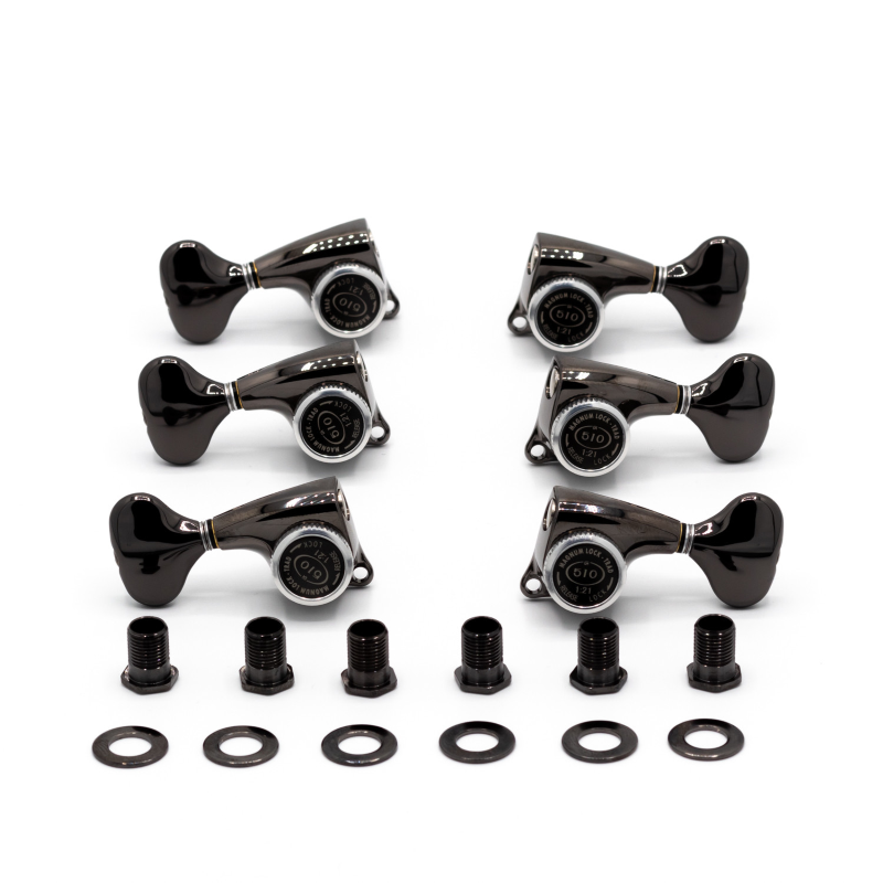 Gotoh SGL510ZMGT-L5-LRCK Meccaniche Locking 3L+3R Black Chrome Set di meccaniche autobloccanti 3+3 per chitarra elettrica
