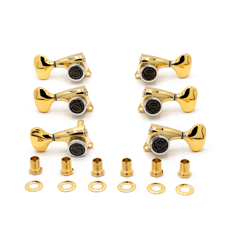 Gotoh SGL510ZMGT-L5-LRGG Meccaniche Locking 3L+3R Gold Set di meccaniche autobloccanti 3+3 per chitarra elettrica