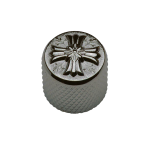 Gotoh VK-ART-03-CK Potentiometer Knob 19mm Cross Black Chrome Manopola per potenziometro (Shaft 6mm) in metallo zigrinato con vite di fissaggio