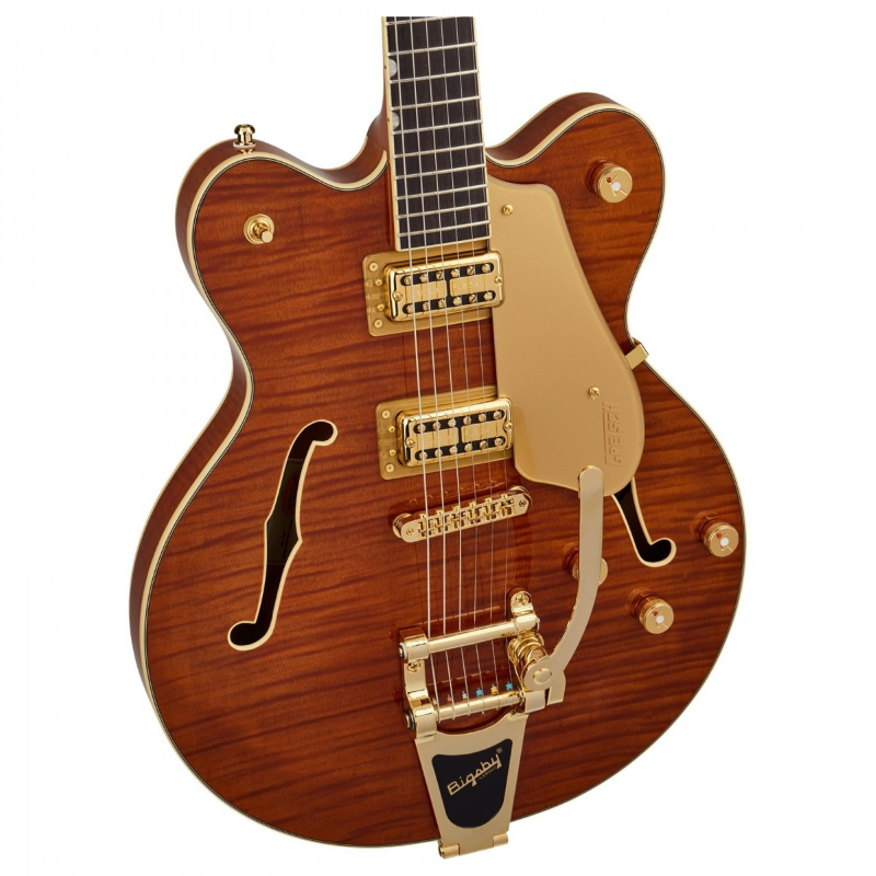 Gretsch Electromatic™ LTD Flame Okoume Broadkaster® Double-Cut with Bigsby®, Rosewood Fingerboard, Roundup Orange