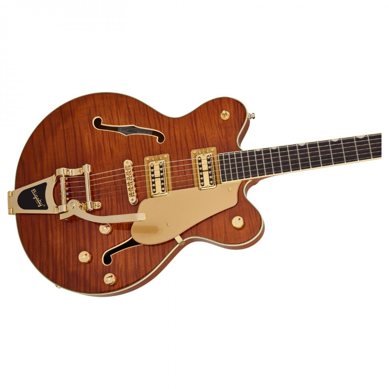 Gretsch Electromatic™ LTD Flame Okoume Broadkaster® Double-Cut with Bigsby®, Rosewood Fingerboard, Roundup Orange