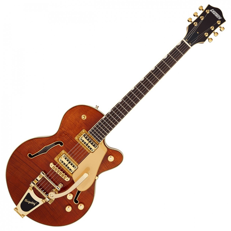 Gretsch Electromatic™ LTD Flame Okoume Broadkaster® Jr. Single -Cut with Bigsby®, Rosewood Fingerboard, Roundup Orange