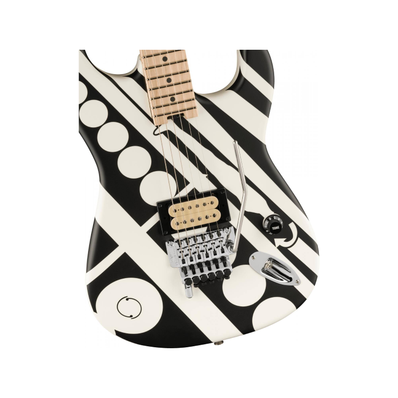 EVH Striped Series Circles, Maple Fingerboard, White and Black