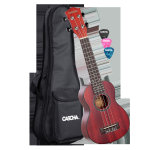 Cascha HH-2263 Soprano Ukulele Mahogany Red (incl. Bag padded, 3 Picks)