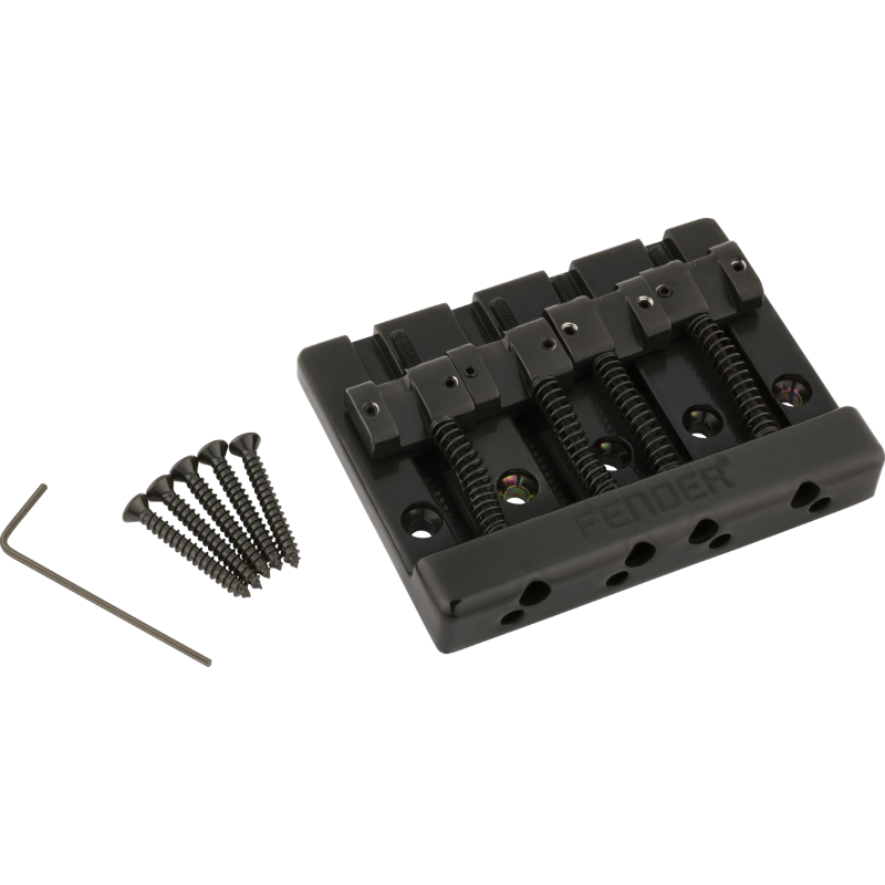 Fender® HiMass™ 4-String Bass Bridge Assembly With Zinc Saddles, Black