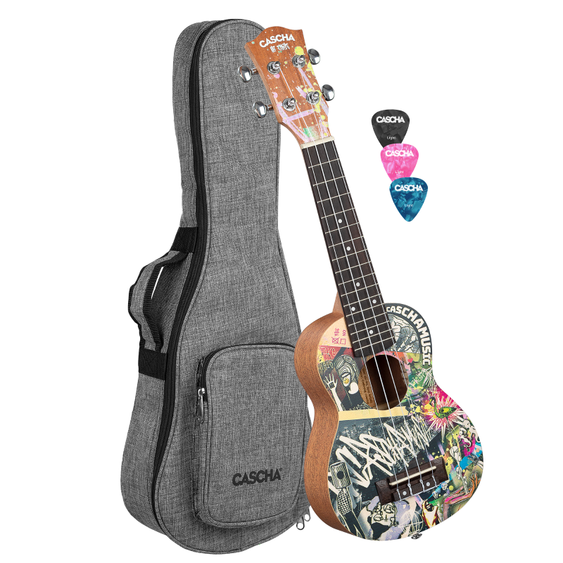 Cascha HH-2600 Soprano Ukulele Urban (incl. Bag padded, 3 Picks)