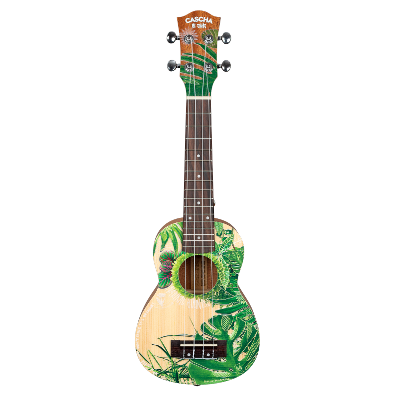 Cascha HH-2602 Soprano Ukulele Leafy (incl. Bag padded, 3 Picks)