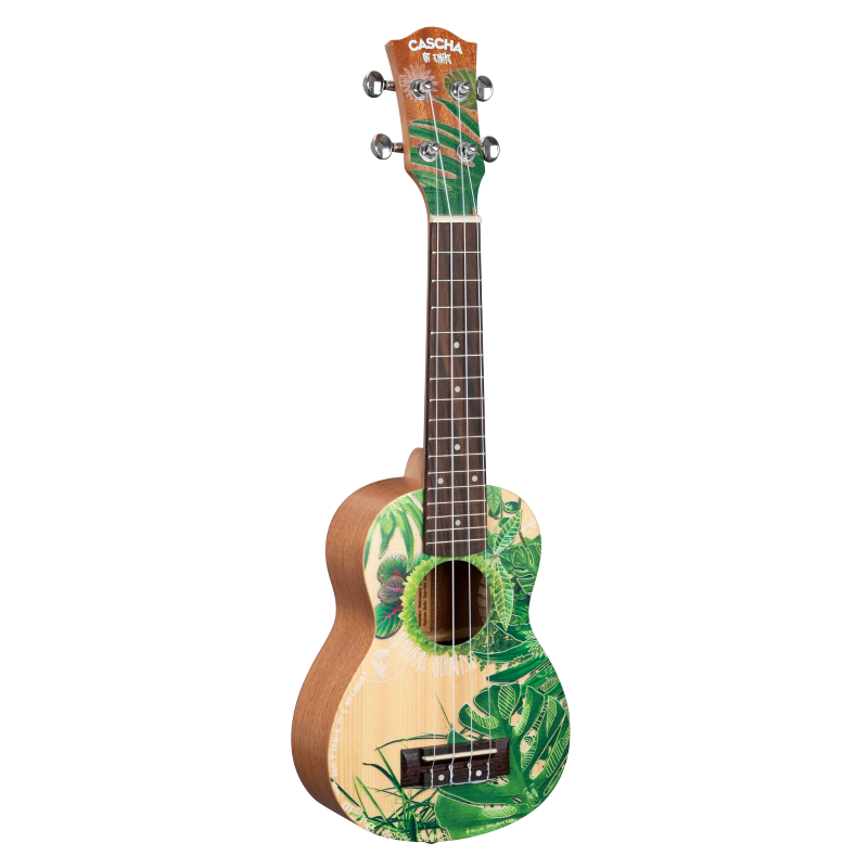 Cascha HH-2602 Soprano Ukulele Leafy (incl. Bag padded, 3 Picks)