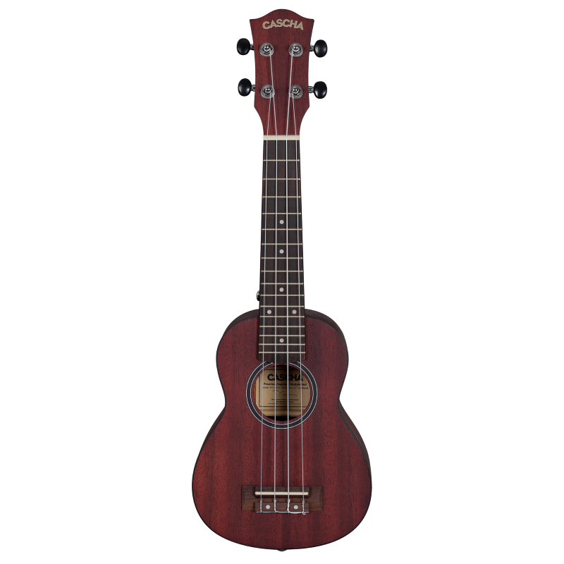 Cascha HH-2263L Soprano Ukulele Mahogany Red Lefthand (incl. Bag padded, 3 Picks)