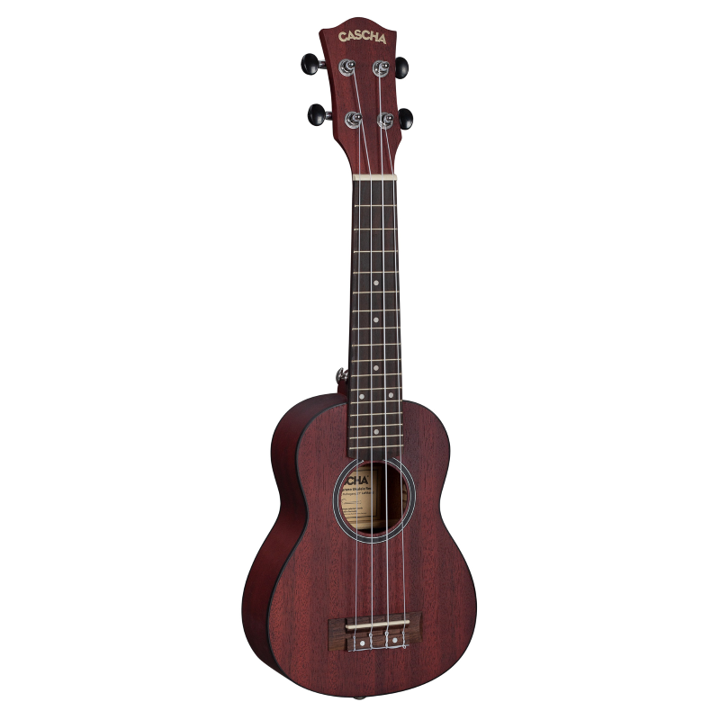 Cascha HH-2263L Soprano Ukulele Mahogany Red Lefthand (incl. Bag padded, 3 Picks)