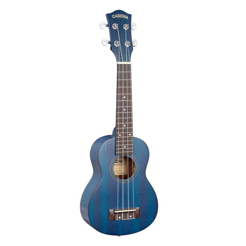 Cascha HH-2266 Soprano Ukulele Mahogany Blue (incl. Bag padded, 3 Picks)