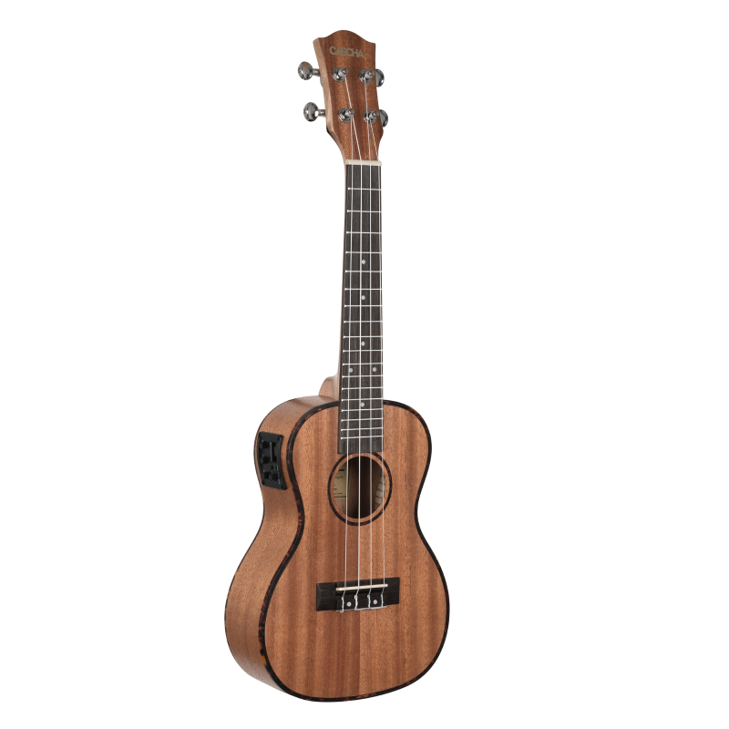 Cascha HH-2035E Concert Ukulele Mahogany with pickup system (incl. Bag padded, 3 Picks)