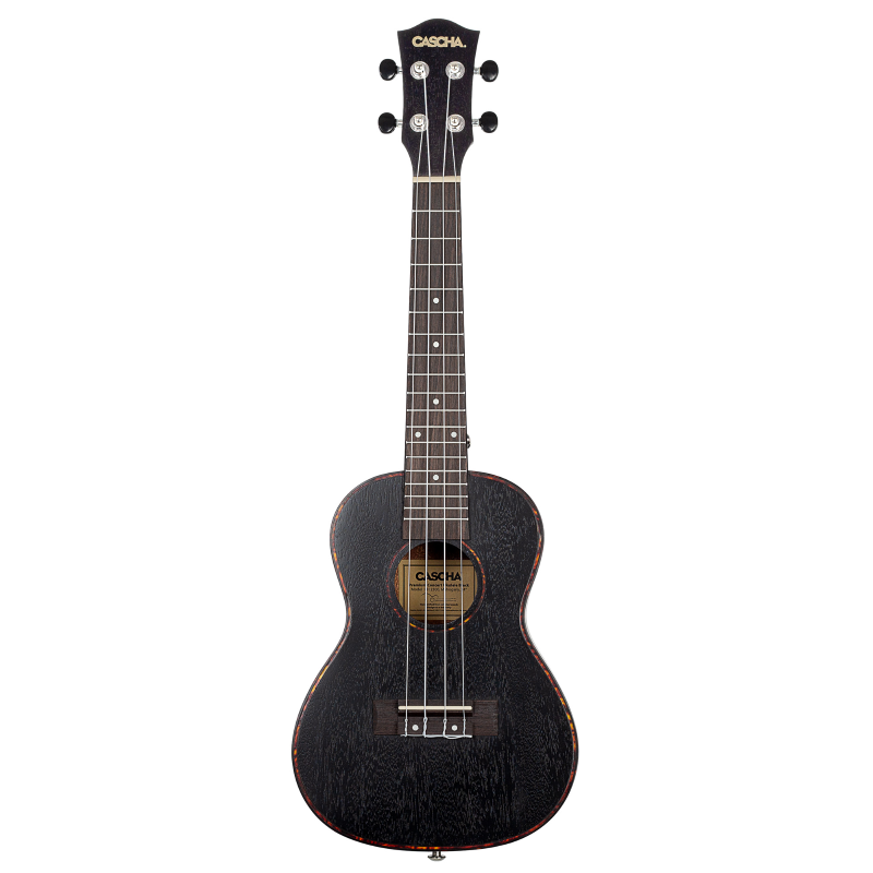 Cascha HH-2300L Concert Ukulele Mahogany Black Lefthand (incl. Bag padded, 3 Picks)