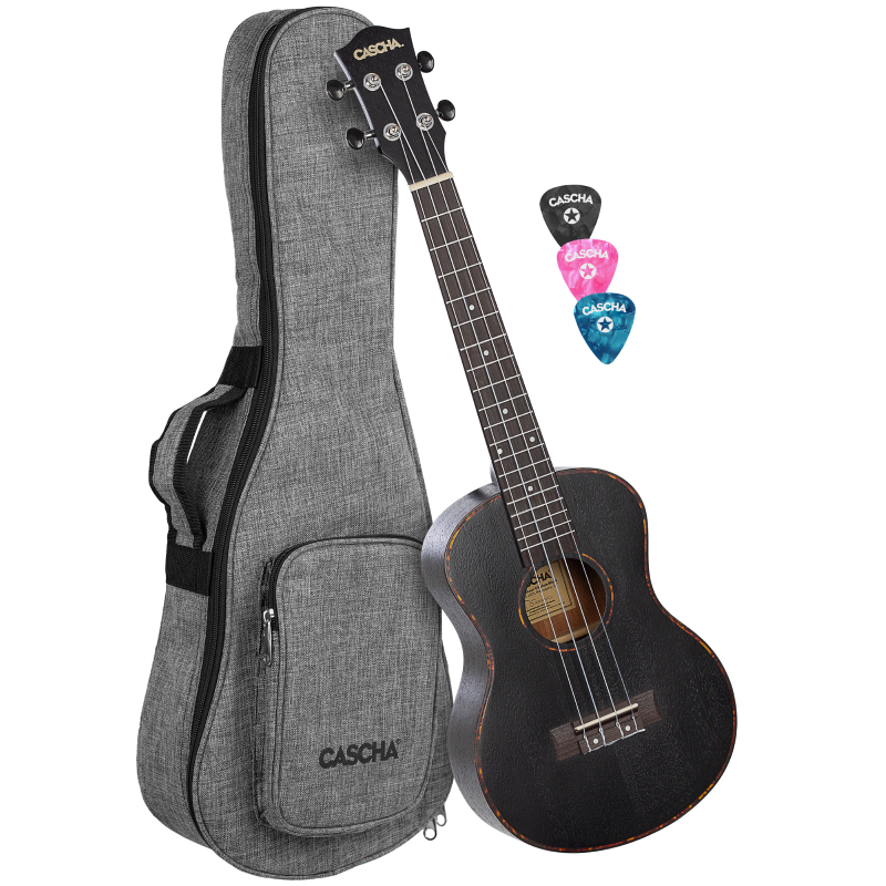 Cascha HH-2305 Tenor Ukulele Mahogany Black (incl. Bag padded, 3 Picks)