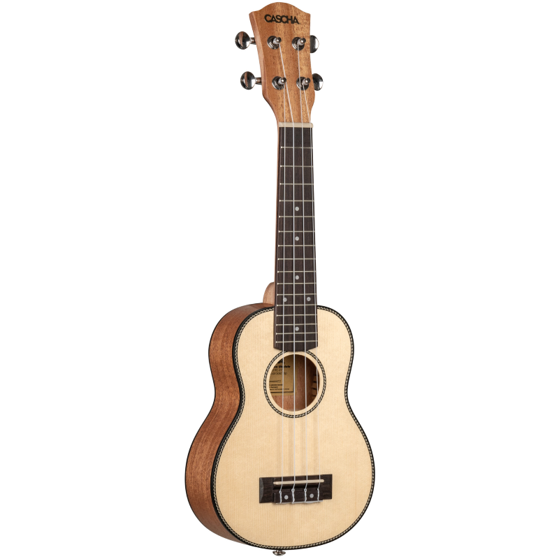 Cascha HH-2148 Soprano Ukulele Spruce Solid Top (incl. Bag padded, 3 Picks, Top: Spruce)