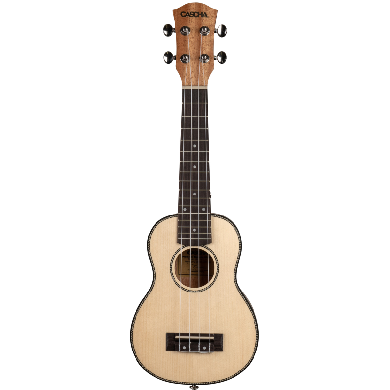Cascha HH-2148L Soprano Ukulele Spruce Solid Top Lefthand (incl. Bag padded, 3 Picks, Top: Spruce)