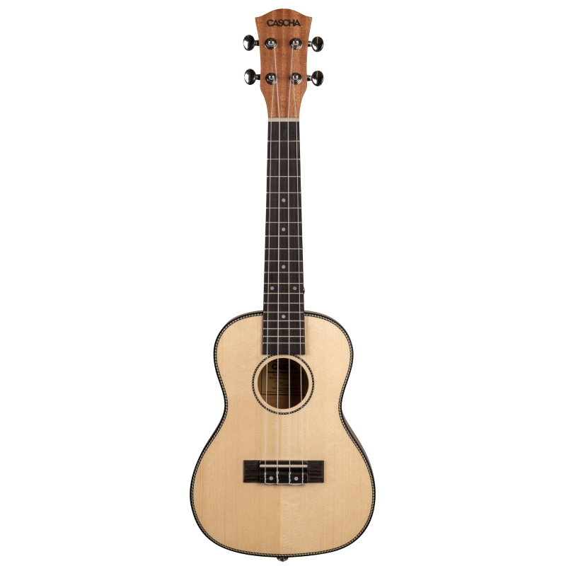 Cascha HH-2151 Concert Ukulele Spruce Solid Top (incl. Bag padded, 3 Picks, Top: Spruce)