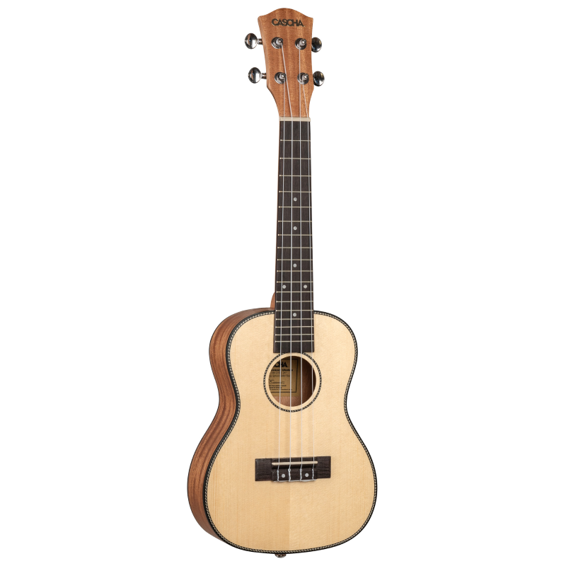 Cascha HH-2151L Concert Ukulele Spruce Solid Top Lefthanded (incl. Bag padded, 3 Picks, Top: Spruce)