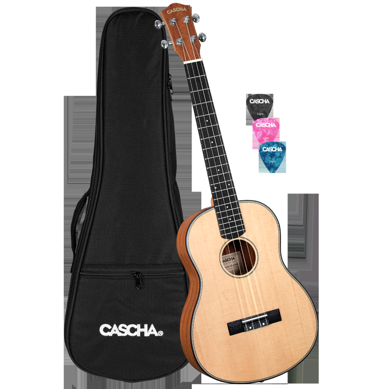 Cascha HH-2244 Baritone Ukulele Mahogany Spruce Solid Top (incl. Bag padded, 3 Picks, Top: Spruce)