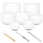 Sela SECF-SET Crystal Singing Bowl Set Frosted 440Hz (7 Crystal Singing Bowls, 8-14") incl. 3 Mallets (Wood, Crystal Half, Crystal Full)