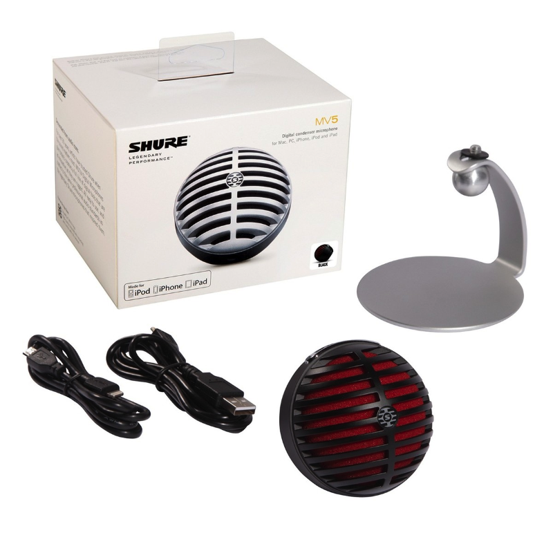 Shure MV5B Microfono per Broadcast Cardioide USB a Condensatore