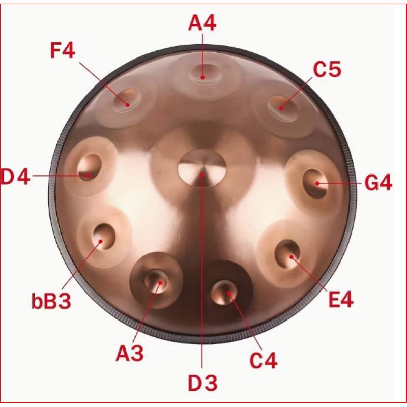 Hand Pan OYSTER 10 note RE minore cm.56 Hz440, Caisa Metal Drum Sonido Drum Hang Rammerdrum, Tuga 