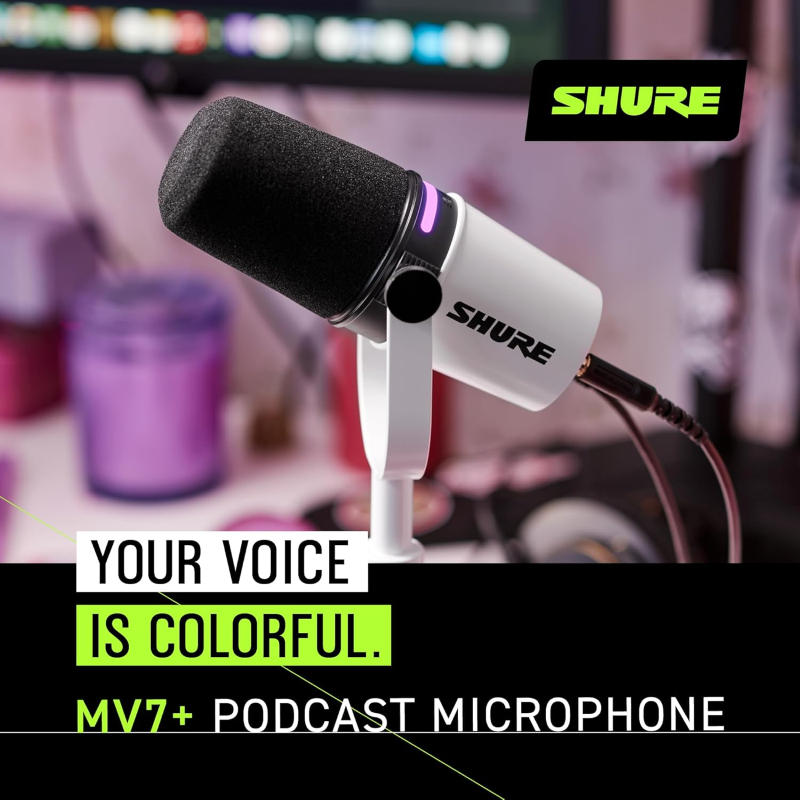 Shure MV7+ White Microfono USB finitura bianca