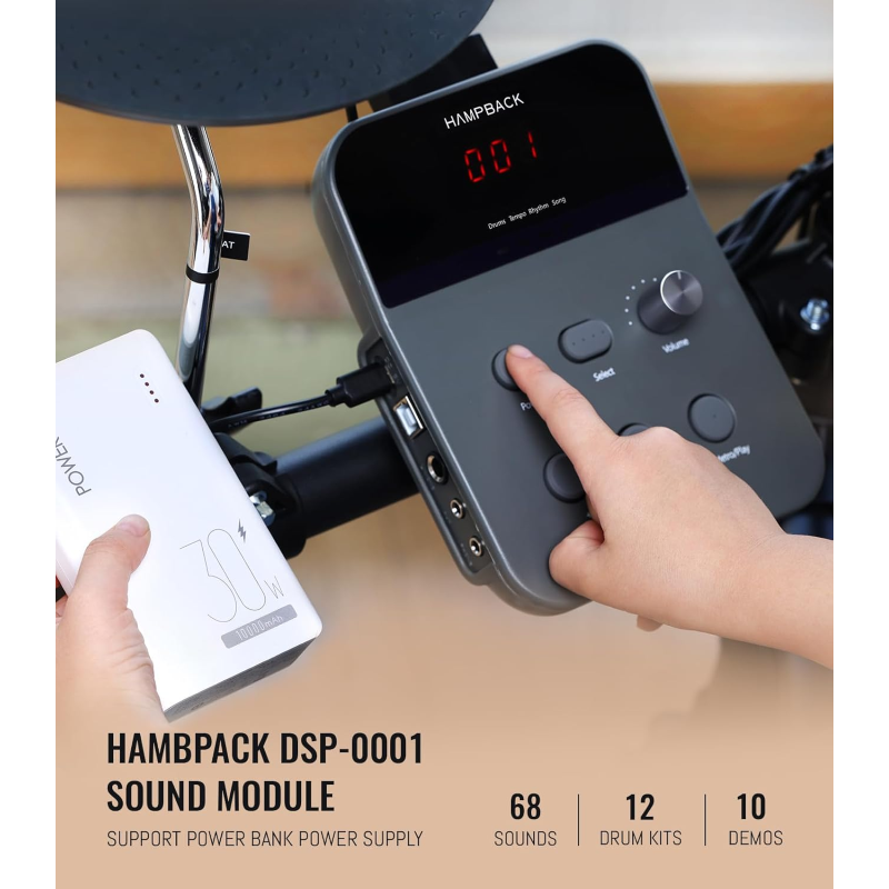 HAMPBACK MK-0 Batteria Elettronica, Mesh Silenziosa, Completa