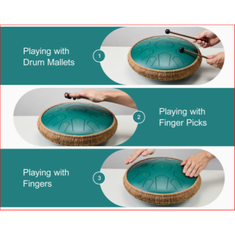 Hand Pan OYSTER Metal Drum Tongue in DO con 13 note 