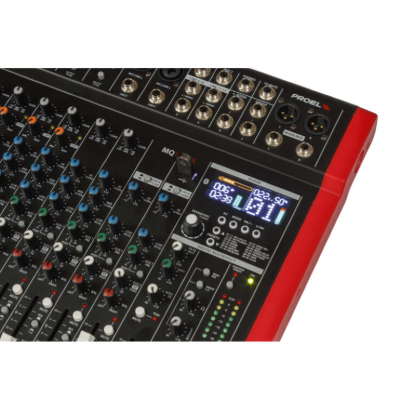 PROEL MQ1222X Mixer Compatto a 12 canali con effetto, USB e BT