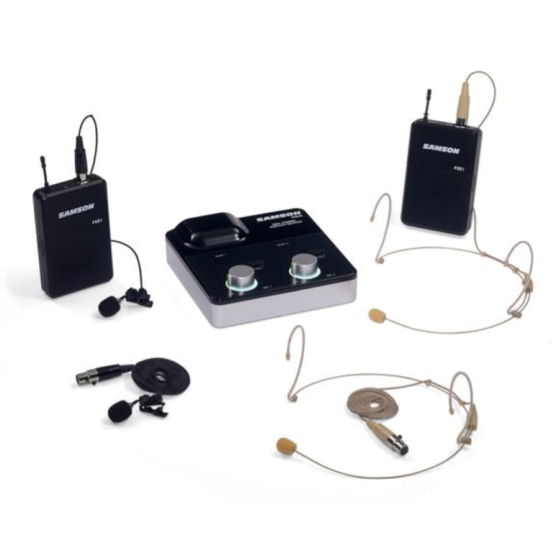 Samson XPDm Radiomicrofono Doppio Headset colore chiaro + Lavalier