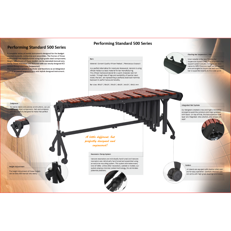 VANCORE Marimba PSM 501 A2-C7 Padouk 4.3 ottave, mm.65-40 